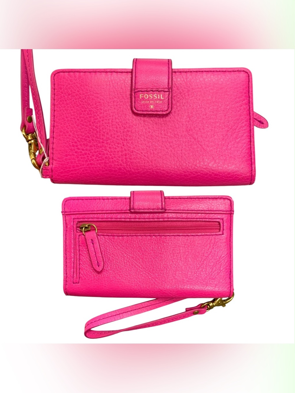 Fossil Hot Pink Leather Wristlet Wallet